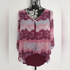 By & By Pink Open Sleeve Top